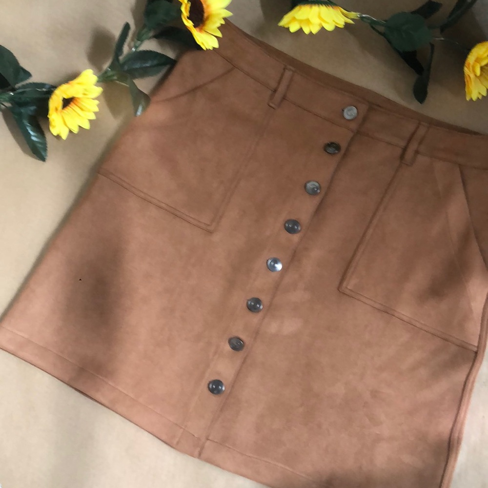 Mainstream Boutique Faux Suede Leather Mini Skirt